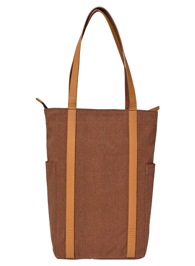 Mona B Canvas Tote Handbag for Women perfect for Travel, College and office Use - Brown - Image 4